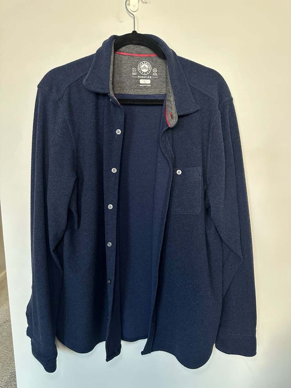 Flag & Anthem Madeflex Navy Blue Built-In Stretch Knit Long Sleeve Shacket Shirt